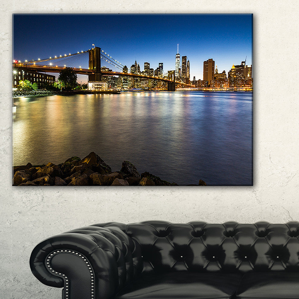"Distant View of Brooklyn Bridge" Canvas Print