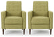 Mason Mid-Century Modern Button Tufted Fabric Recliner, Fabric/Muted Green, Set of 2