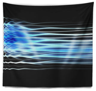 Light Blue Fractal Waves Abstract Wall Tapestry, 39"x32"