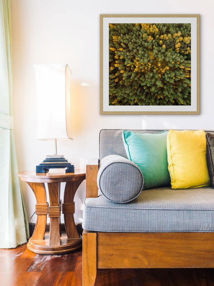 "Yellow and Green Trees" Framed Print by Karolis Janulis