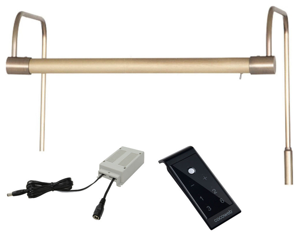 12" Tru-Slim Picture Light, Antique Brass With Plug-in and Remote