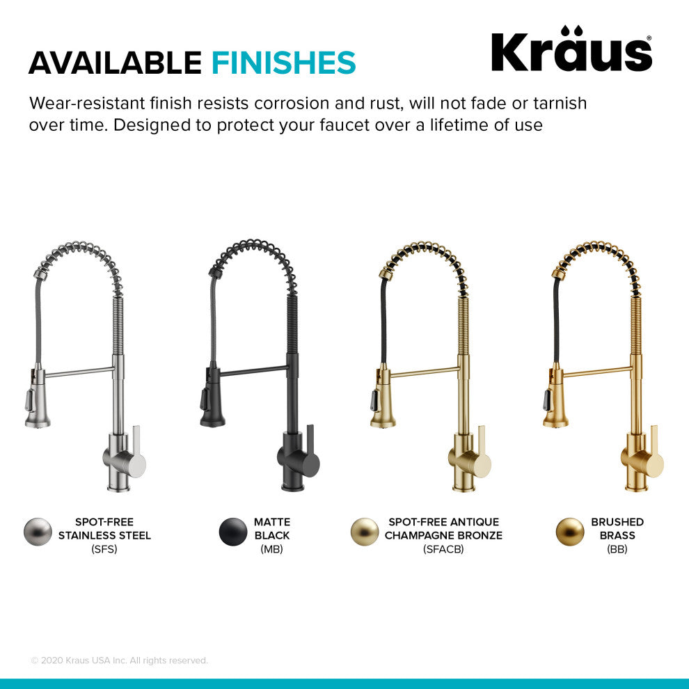 Britt Commercial Style 3-Function Pull-Down 1-Handle 1-Hole Kitchen Faucet, Brushed Brass (Model Kpf-1691bb)