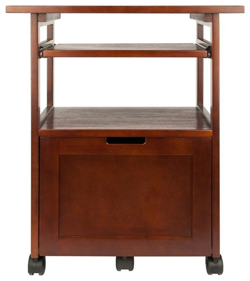 Pemberly Row Transitional Solid Wood Mobile Printer Stand in Walnut