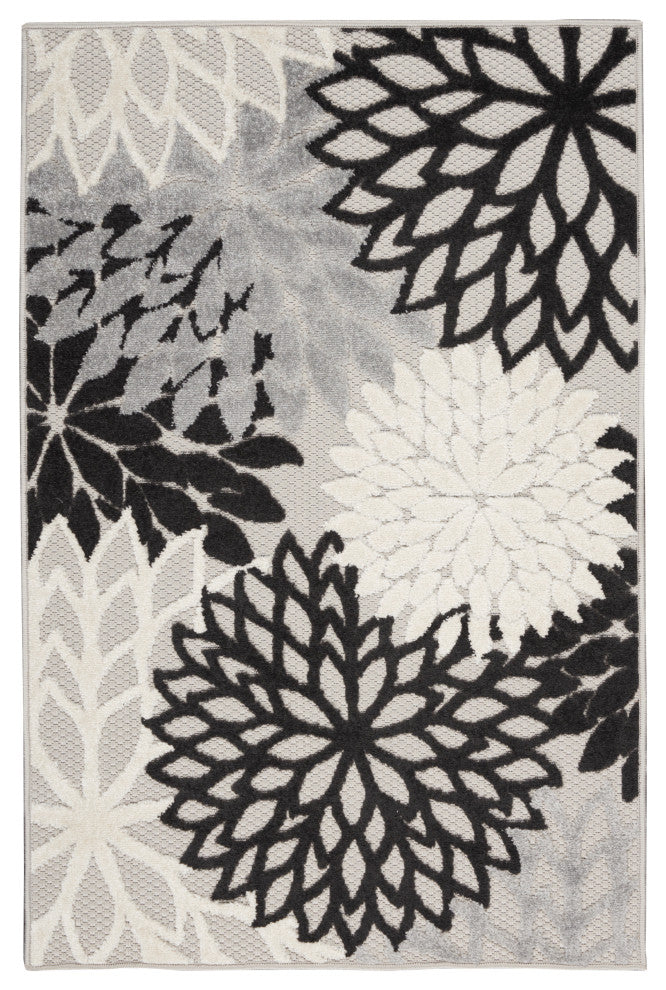 Nourison Aloha 3' x 5' Black White Tropical Area Rug