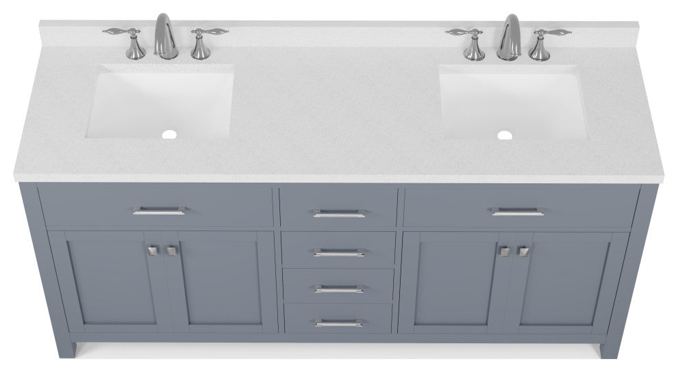 Caroline 72" Double Bathroom Vanity Set, Gray