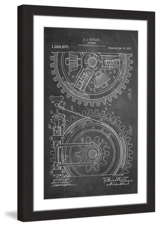 "Gears 1912 Chalk" Framed Painting Print