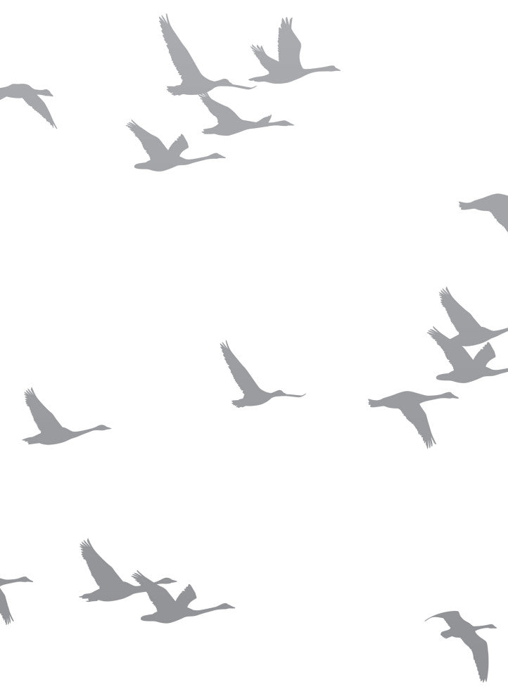 Soaring Birds Peel and Stick Vinyl Mural, Grey, 24"w X 96"h, Single