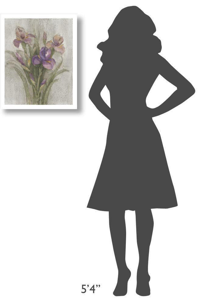 "Purple Iris Garden on Grey" Digital Paper Print by Albena Hristova, 18"x22"