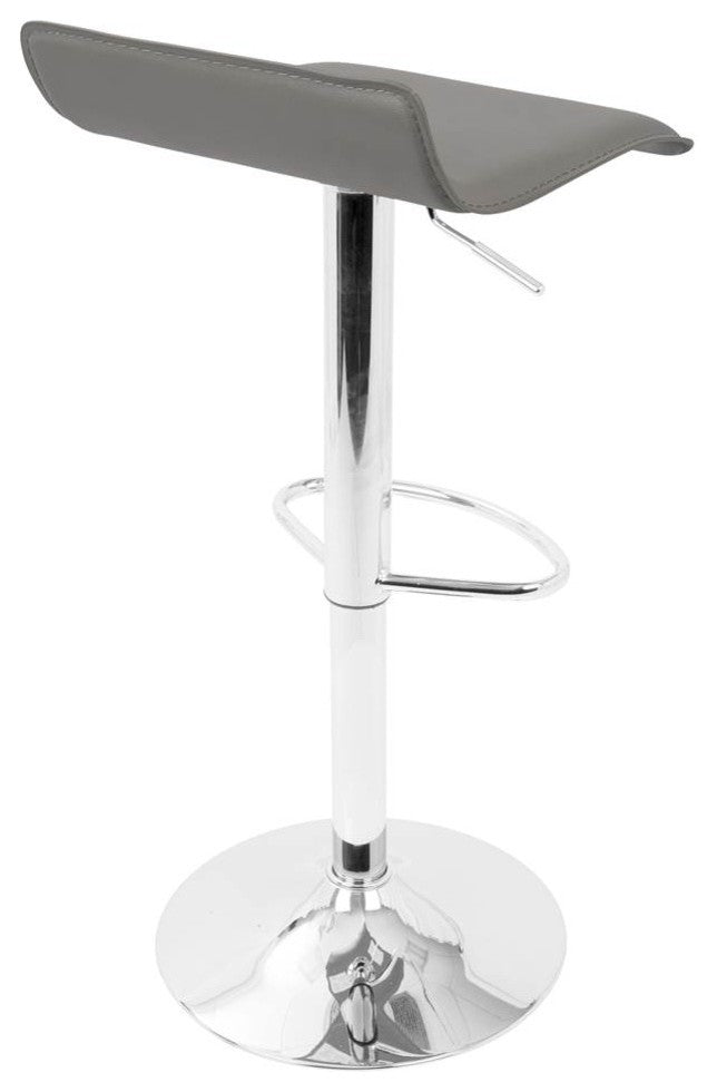 LumiSource Ale Height Adjustable Barstool, Gray With Chrome Footrest, Set of 2