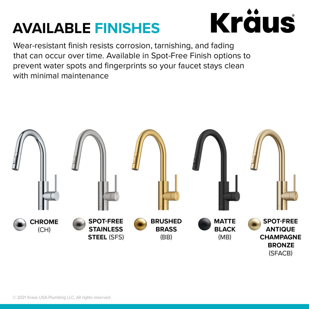 Oletto Pull-Down 1-Hole Kitchen Faucet, Chrome, Model Kpf-2620ch