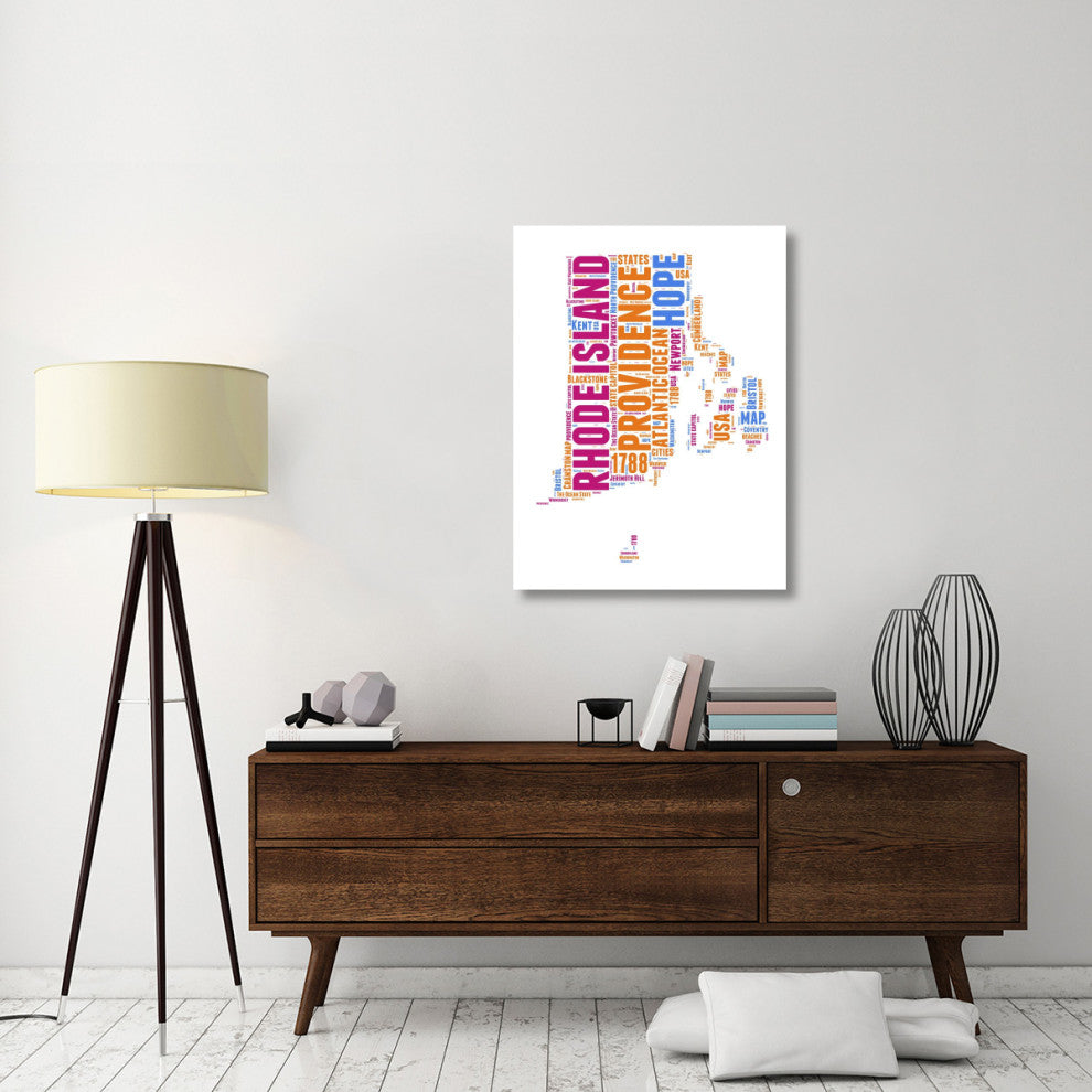 "Rhode Island Word Cloud Map" Fine Art Print