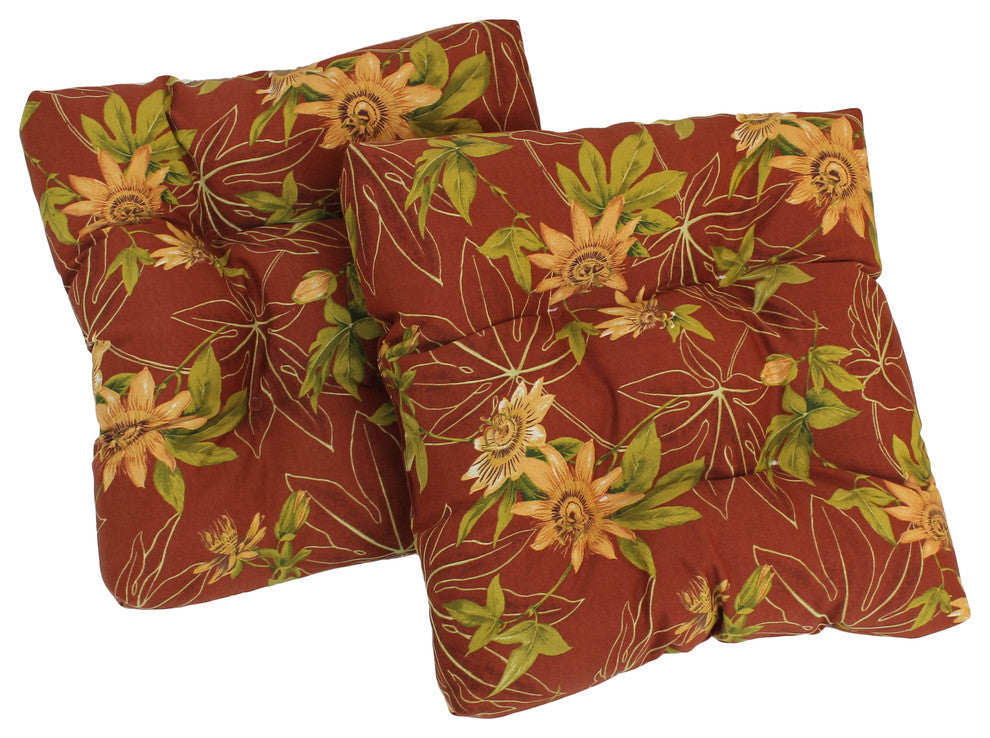 19" Squared Tufted Dining Chair Cushion, Set of 2, Passion Ruby