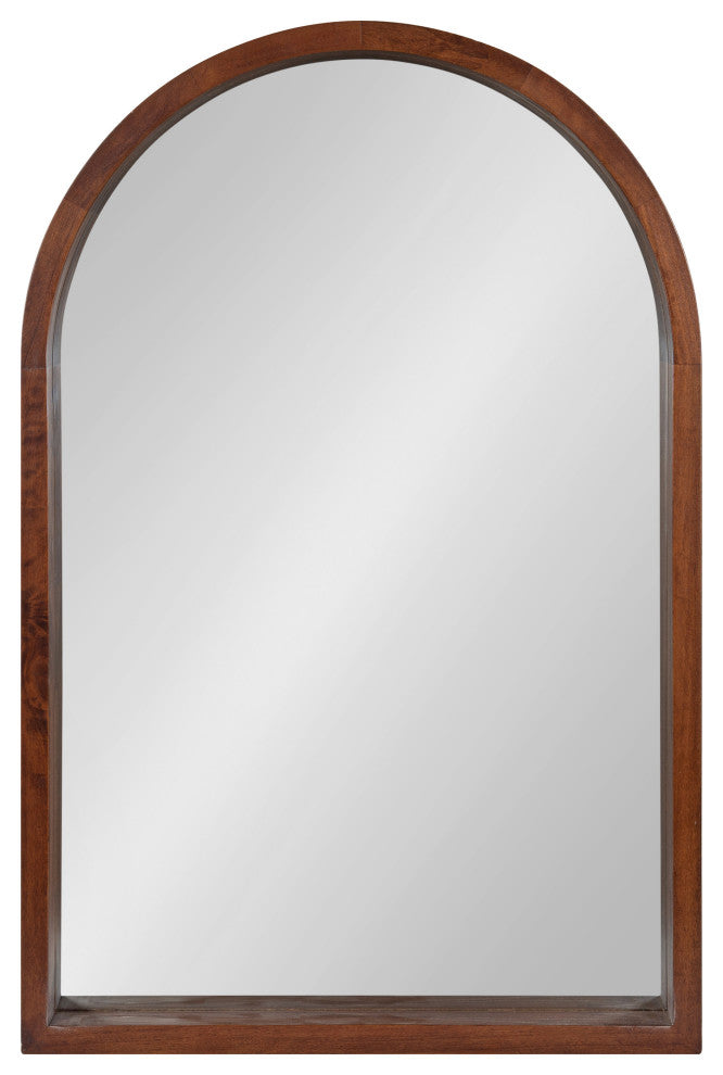 Hutton Wood Framed Arch Mirror, Walnut Brown, 20"x30"