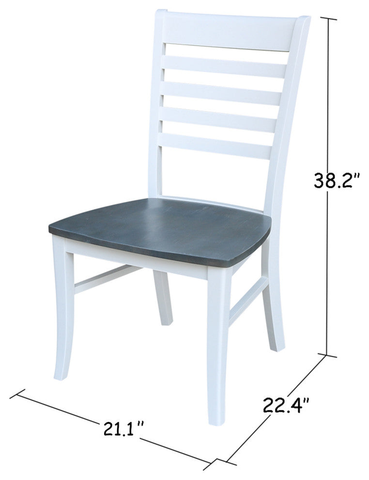 Set of Two Roma Ladderback Chairs, White/Heather Gray