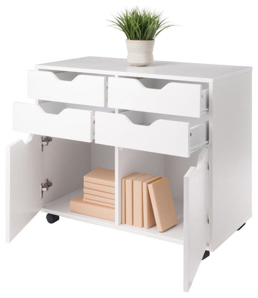 Halifax 2 Section Mobile Storage Cabinet, White