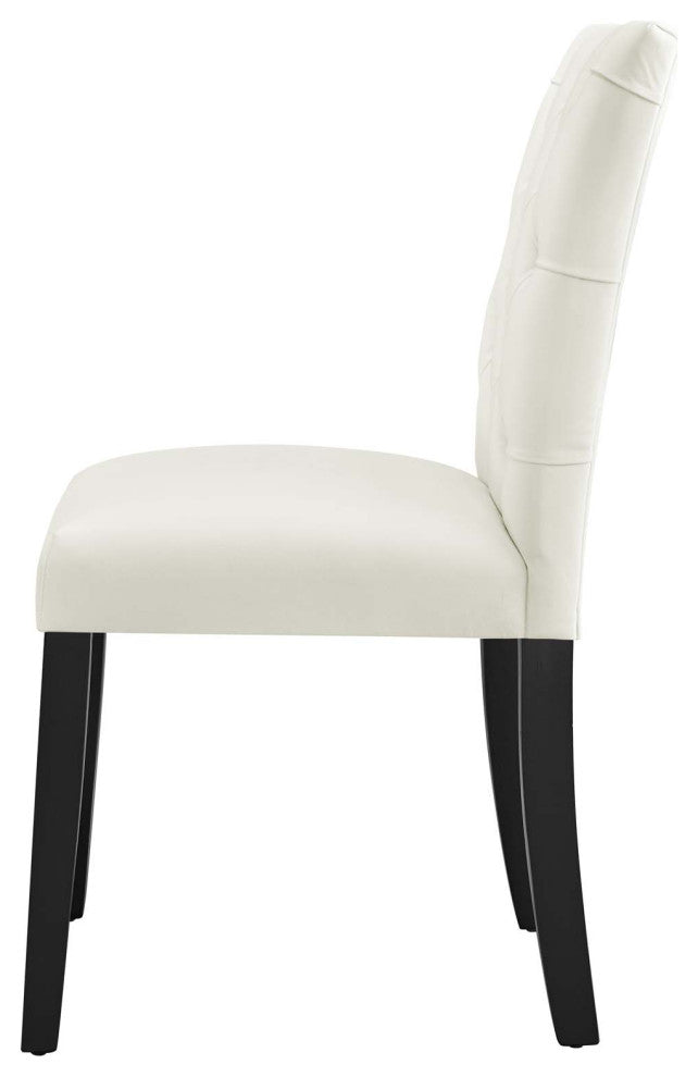 Side Dining Chair, Set of 2, White, Velvet, Modern, Cafe Bistro Hospitality