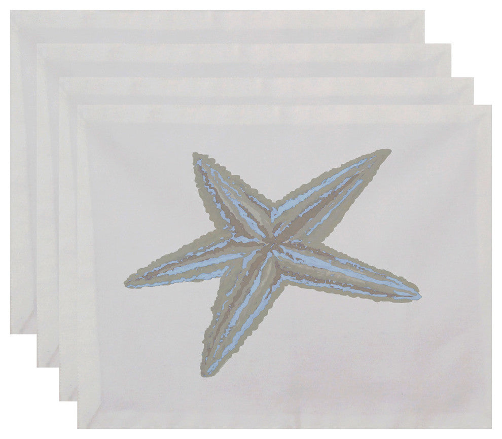 Sea Star Coastal Print Placement, Oatmeal, Set of 4