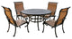 5-Piece Aged Bronze Aluminum Round Dining Set With 4 Sling Chairs, Dark Lava Bronze