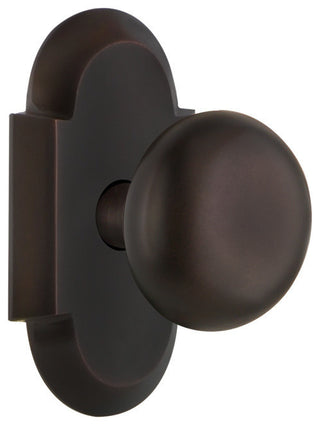 Cottage Plate Privacy New York Knob, Timeless Bronze