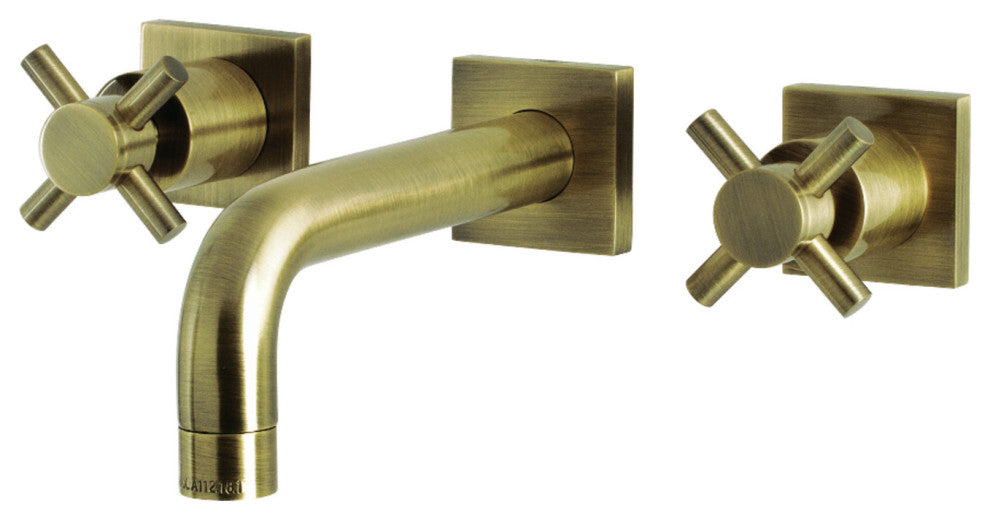 Kingston Brass KS6123DX Two-Handle Wall Mount Bathroom Faucet, Antique Brass