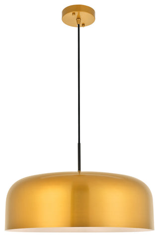 Black Finish 1-Light Pendant, Satin Gold