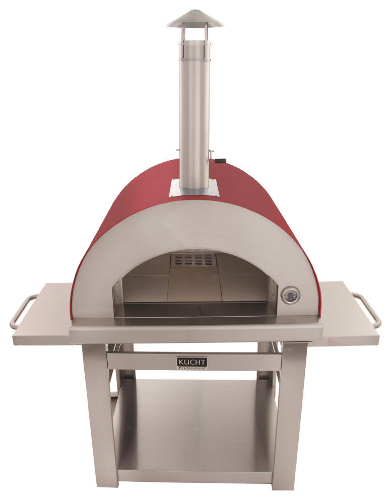 Outdoor Wood Fired Gas Pizza Oven, Red