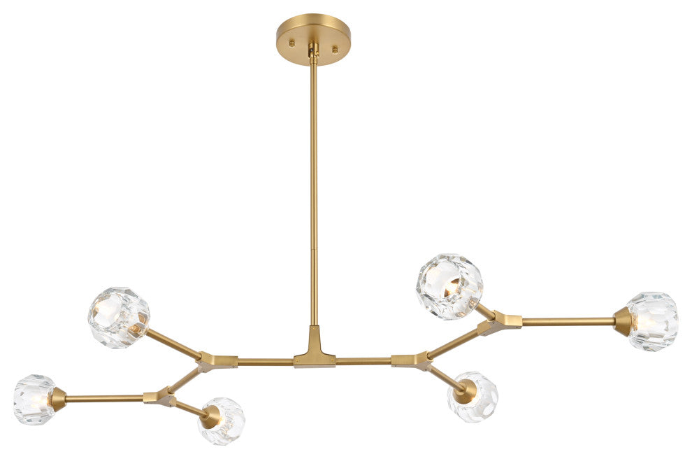 6 Light Pendant, Gold