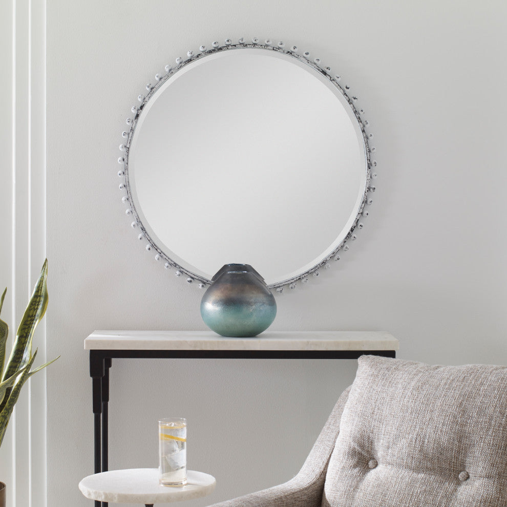 Uttermost UT-9770 Mirror from the Taza collection, Aged White