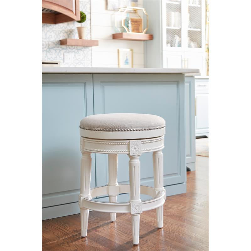 New Ridge Home Goods Chapman 26" Backless Counter Height Swivel Stool in White