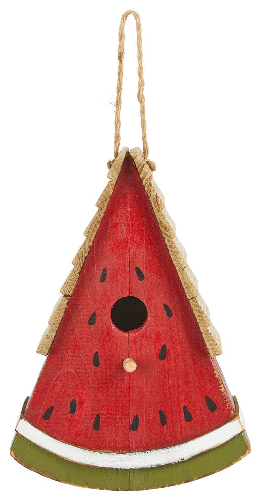 Wood Watermelon Birdhouse for Bluebird, Outdoor Hanging Birdhouse