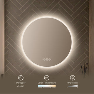 Fogless, Color Temperature Adjustable LED Mirror, 24" Round