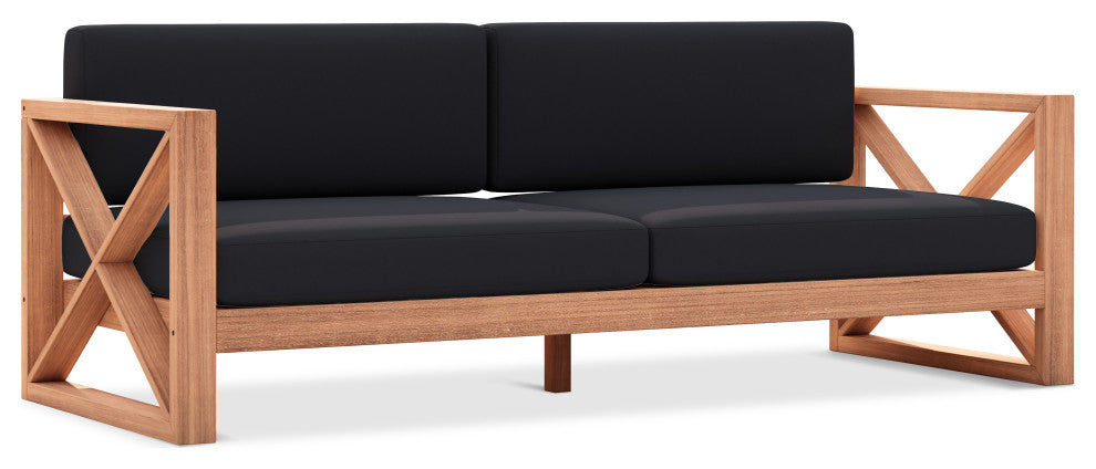 Anguilla Waterproof Fabric Upholstered Outdoor Sofa, Black