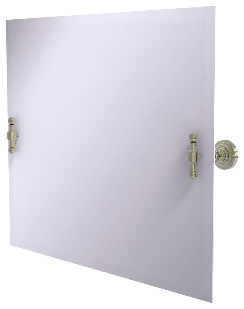 Frameless Landscape Beveled Edge Tilt Mirror, Polished Nickel