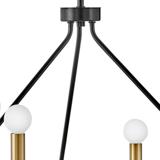 Lark Lazlo 24.25" Small Single Tier Chandelier, Black + Lacquered Brass