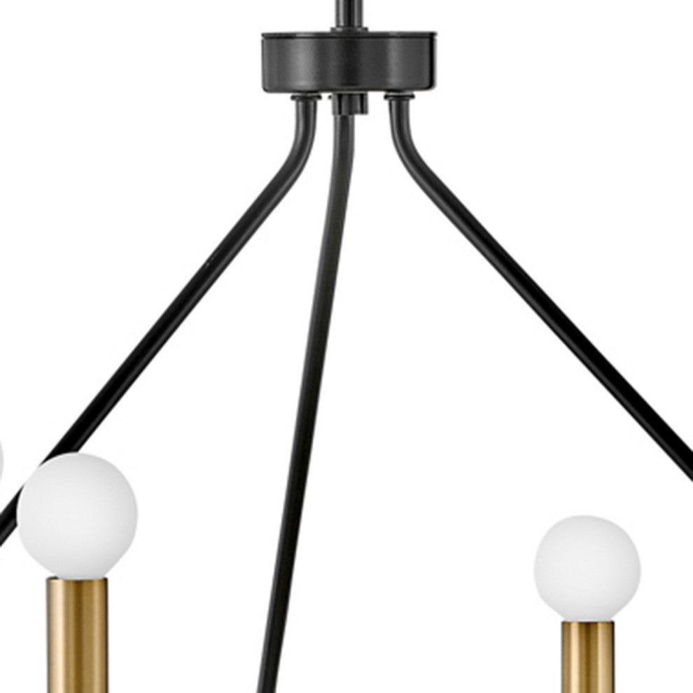 Lark Lazlo 24.25" Small Single Tier Chandelier, Black + Lacquered Brass