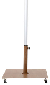 Fiji Patio Umbrella and Base, Beige, Matte White Pole, Teak Belize Base