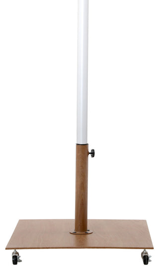 Fiji Patio Umbrella and Base, Beige, Matte White Pole, Teak Belize Base
