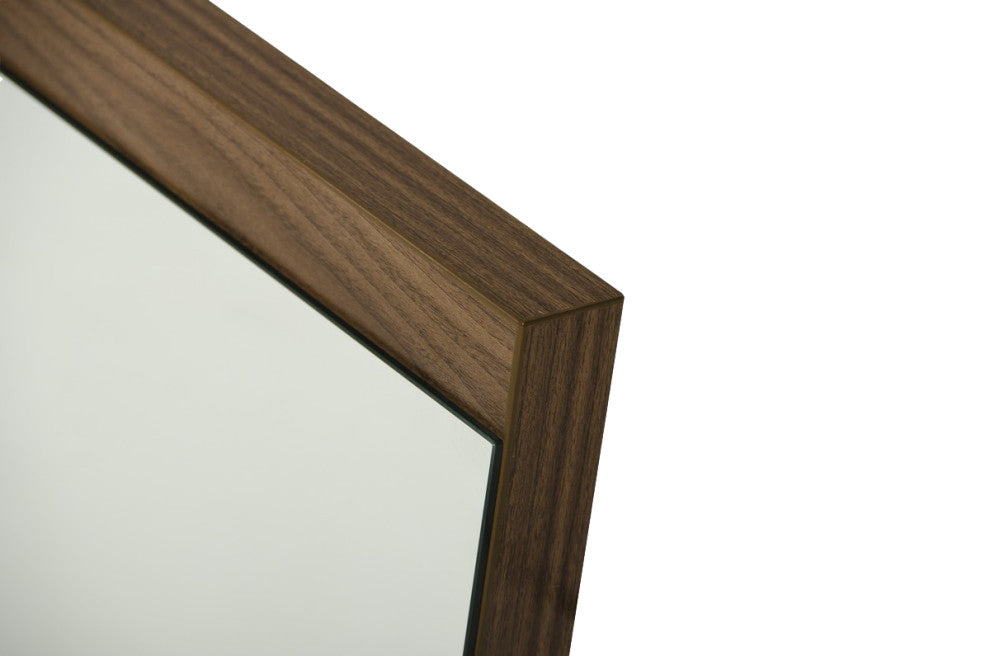 HomeRoots 24" Walnut Veneer and Glass Mirror