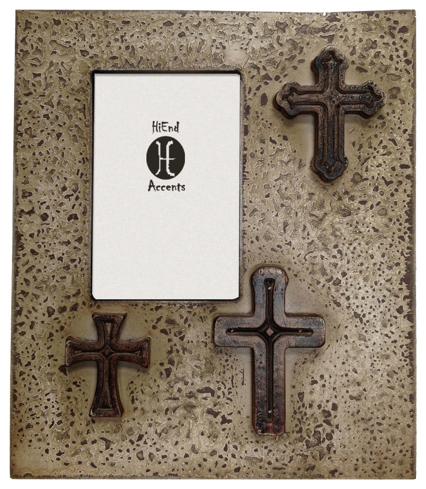 Distressed Tree Crosses Frame, Cream