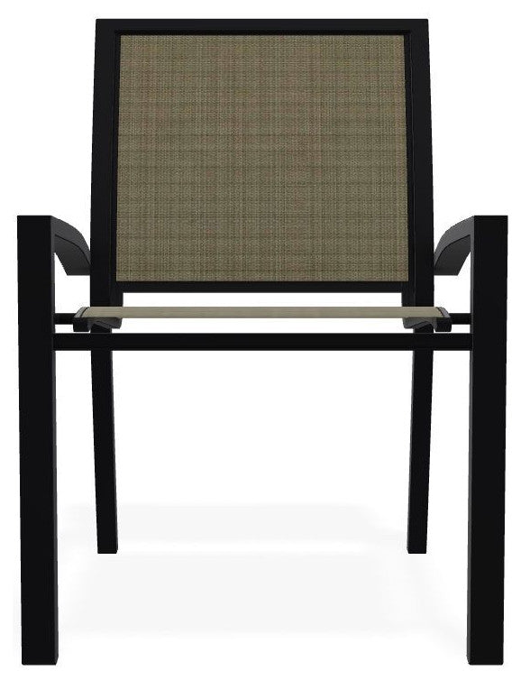 Kendall Sling Stackable Outdoor Dining Chair, Elevation Stone/Black