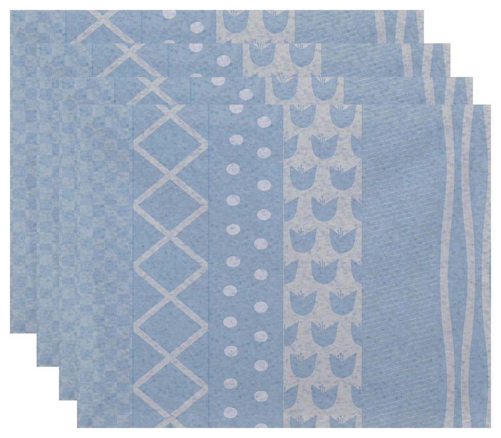 18"x14" Pattern Stripe Placemats, Set of 4, Light Blue
