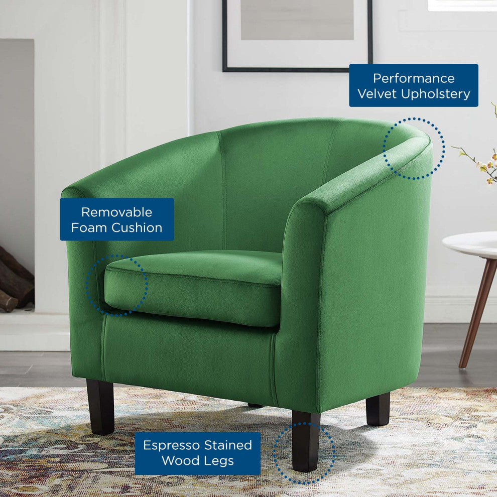Armchair Accent Chair, Velvet, Green, Modern, Living Lounge Hotel Hospitality
