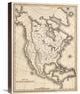 "Map of North America, 1839" Canvas Giclee by Samuel Augustus Mitchell, 17"x22"
