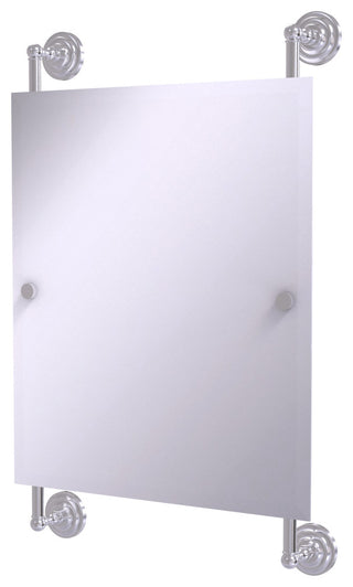Que New Rectangular Frameless Rail Mounted Mirror, Satin Chrome