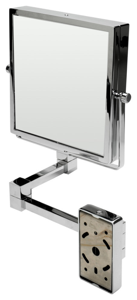 ALFI brand ABM8WS-PC Chrome 5x Magnifying Wall Mount Square 8" Double Mirror