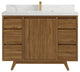 Madison Teak 48 Single Sink Bath Vanity in Dark Natural 2" Calacatta Laza