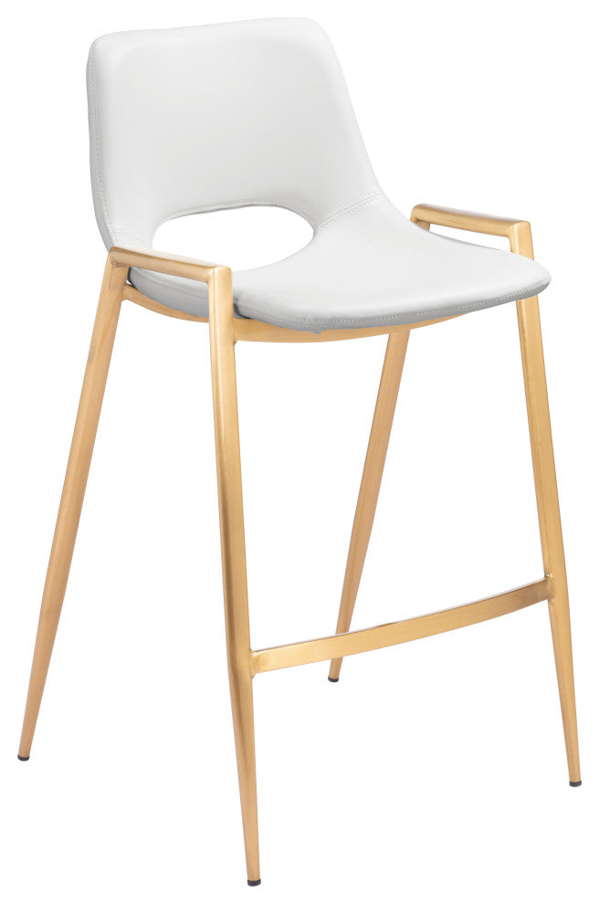 Desi Counter Stool, Set of 2 White/Gold