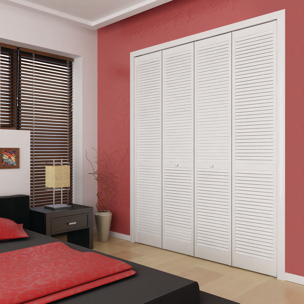 Closet Door, Bi-fold, Kimberly Bay Traditional Louver-Louver White, 80"x32"