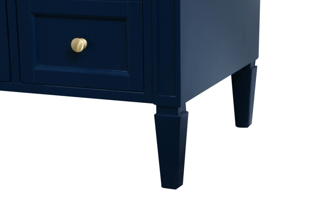 Home Living Vanity with Carrara White Marble Countertop, Blue, 42", Single Sink