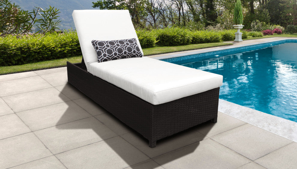 Barbados Wheeled Chaise Outdoor Wicker Patio Furniture in White